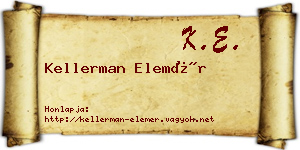 Kellerman Elemér névjegykártya